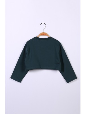 Kız Çocuk Yeşil Crop Sweatshirt (2-6yaş)