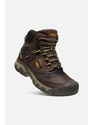 Keen Ridge Flex Mid Wp M-Coffee Bean/keen Yel - Su Geçirmez Erkek Yürüyüş Botu - Koyu Kahverengi