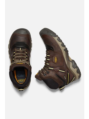 Keen Ridge Flex Mid Wp M-Coffee Bean/keen Yel - Su Geçirmez Erkek Yürüyüş Botu - Koyu Kahverengi