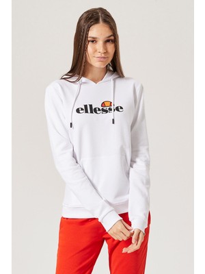 Ellesse Kadın Kapüşonlu Sweatshirt Düz Desenli M Beden Beyaz Renk Sezonluk Rahat Kesim