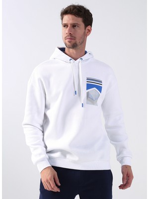 Fabrika Sports Kapüşon Yaka Düz Beyaz Erkek Sweatshirt Sores