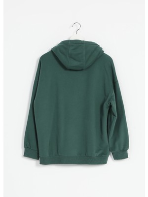 Aeropostale Kapüşon Yaka Baskılı Yeşil Kadın Sweatshirt K-Sweet