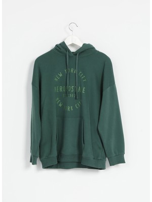 Aeropostale Kapüşon Yaka Baskılı Yeşil Kadın Sweatshirt K-Sweet