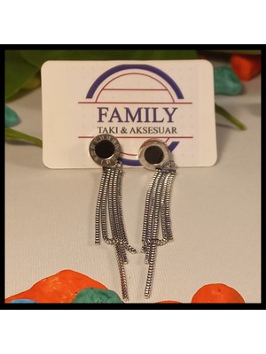 Family Takı Sallantılı Silver Renk Çelik Küpe