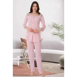 Pembe Dantelli Hamile Lohusa Pijama Takımı