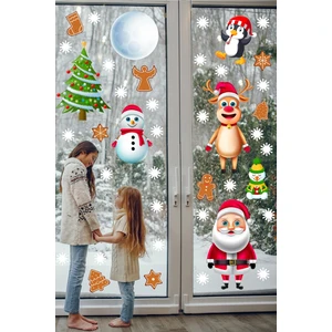 Echo Home Noel Baba Geyik Kardan Adam ve Kış Temalı Duvar Pencere Sticker