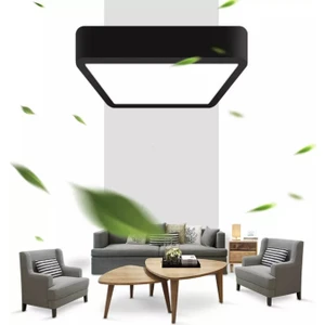 Fico Home Plafonyer Mat Siyah Panel LED Avize 6500K Buz Beyazı Işık Uzun Ömürlü  LED Yüksek Işık
