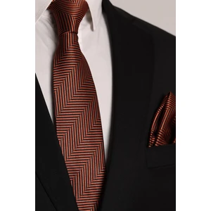 Çizgili Kiremit & Siyah Kravat & Mendil