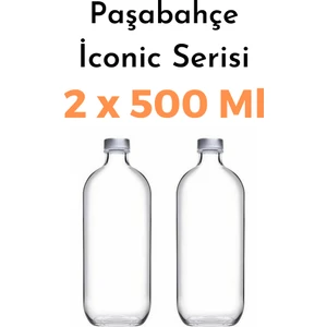 2 Adet Paşabahçe Iconic Cam Su Şişesi Yağ Limon Saklama Kabı Seti 2X500 ml