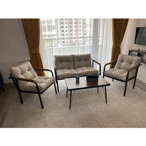 Modern Style Home  Balkon, Bahçe, Cafe - Mobilya, Metal Koltuk Takımı - 2+1+1 + Sehpa
