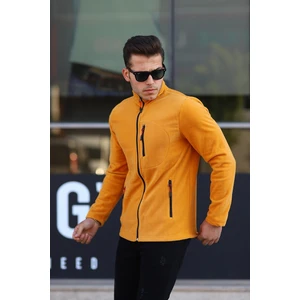 Karamel Renk Shoftsell Polar Erkek Standart Kalıp Tam Fermuarlı 3 Çepli Erkek Polar Outdoor
