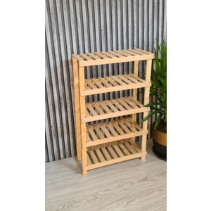 Ahşap Dekoratif 5'li Doğal Ahşap Ayakkabılık Antre Hol, Masif Düzenleyici Raf
