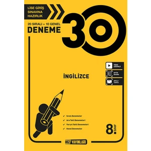 Hız Yayınları 8. Sınıf LGS Ingilizce 30'lu Deneme LGS Deneme