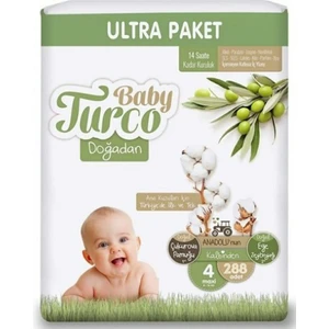 Uni Baby Baby Turco Doğadan Ultra Fırsat Bebek Bezi 4 No Maxi 96 Lı x 3 Adet