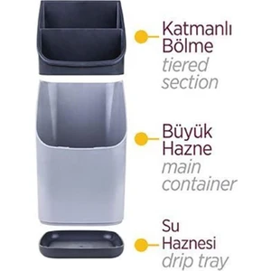 Tezgah Üstü Dekoratif Kaşıklık 4 Bölmeli Ayrılabilir