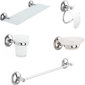 Krom Banyo Aksesuar Takımı , Sabunluk, Havluluk, Kağıtlık, Fırçalık,etajer