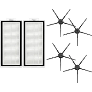 Roborock Q7 Max + T8 Uyumlu 6 Parça Yedek Filtre Fırça Seti Siyah