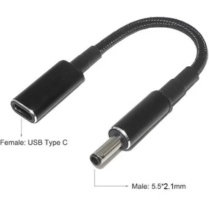Dişi Type C - Erkek 5.5x2.1mm Jack Dönüştürücü Kablo Tip-C To 5521