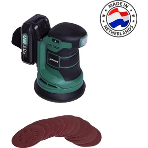 Eksantrik Zımpara – Vpower 20V - Dahil. 2.0AH Akü ve Şarj Cihazı - Ø125MM - Toz Torbası ve 12 Adet Zımpara Kağıdı ile