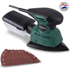 VONROC Multi Fonksiyonlu Üçgen Zımpara - 130W - Toz Toplama Kutusu ve 6 Zımpara Kağıdı Dahil