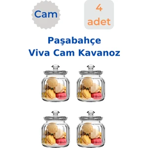 4 Adet Paşabahçe Viva Cam Kavanoz Erzak Saklama Kabı 4X900 cc