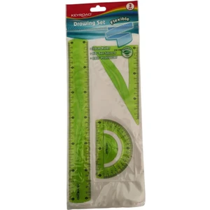 Cetvel Takımı Kırılmaz Esnek Silikonlu Kırılmaz 3'lü Yeşil 1 Paket Cetvel Seti Keyroad Dawing