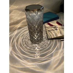 Füme Kristal Elmas Masa Lambası LED Dokunmatik USB Şarjlı