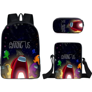 Magic 3D 3 Adet Among Us Desen Baskılı Öğrenci Sırt Çantası Seti - Çok Renkli (Yurt Dışından)