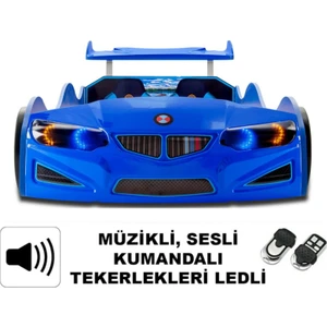 İnegöl'den Eve İnegölden Eve Bmv - Arabalı Yatak, Araba Karyola - M8 Serisi - Full Işıklı-Mavi