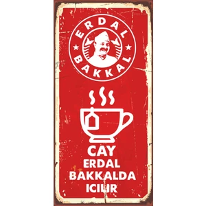 Hayat Poster Çay Erdal Bakkalda Içilir Leyla Ile Mecnun (10 cm x 20 Cm) Mini Retro Ahşap