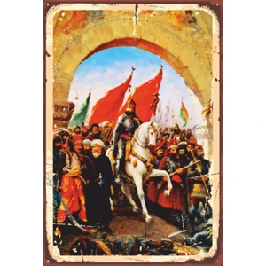 Hayat Poster Istanbulun Fethi Tablosu Fatih Sultan Mehmet Retro Ahşap Poster