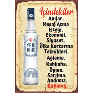 Hayat Poster Türk Rakısının Içindekiler Retro Ahşap Poster