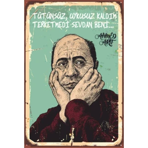 Hayat Poster Ahmet Arif Terk Etmedi Sevdan Beni Retro Ahşap Poster