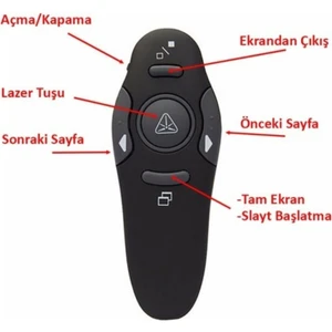 Lazer Sunum Kumandası Kablosuz Sunum Kalemi Powerpoint Slayt Atlatıcı Presenter