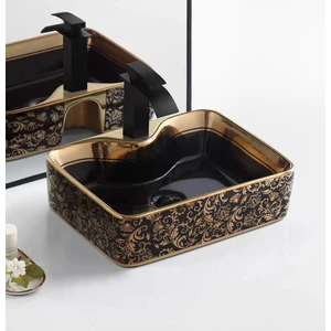 Finike Black Gold Tezgah Üstü Seramik Lavabo