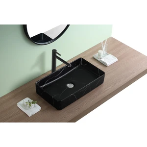 Royal Matt Black Marbel Tezgah Üstü Seramik Lavabo