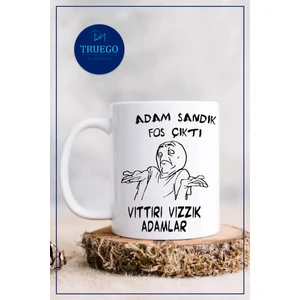 Baskılı Kupa Bardak Seramik Mug - Adam Sandık Fos Çıktı Vıttırı Vızzık Adamlar