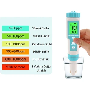 4 In 1 Kalem Tipi Ph Ec Tds Sıcaklık Ölçer LED Ekranlı Su Kalite Test Ölçüm Cihazı