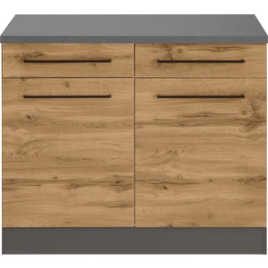 T Designo Tdesigno Odin Mutfak Çekmeceli Alt Modül - Dolap  120 cm Antrasit-Meşe/ Tezgah Dahil