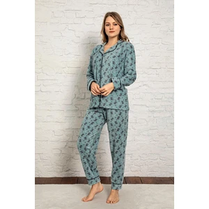 Kadın Kışlık Welsoft Peluş Polar  Düğmeli Pijama Takımı