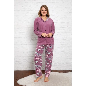 Kadın Kışlık Welsoft Peluş Polar  Düğmeli Pijama Takımı