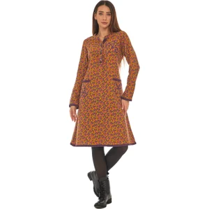 Pazen  Hardal Yıldız Nakışlı Kısa Elbise