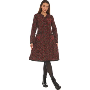 Pazen  Siyah Yıldız Nakışlı Kısa Elbise