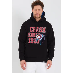 Amazing Crash  Kapüşonlu Kanguru Cepli Baskılı Sweatshirt