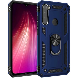 Aqua Aksesuar Xiaomi Redmi Note 8 Kılıf Metal Yüzüklü Tank Zırh Standlı Kılıf