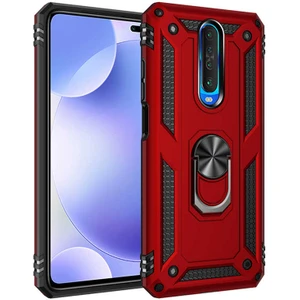 Aqua Aksesuar Xiaomi Redmi K30 Kılıf Metal Yüzüklü Tank Zırh Standlı Kılıf