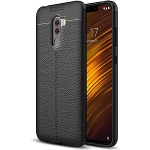 Aqua Aksesuar Xiaomi Pocophone F1 Kılıf Kamera Korumalı Deri Görünümlü Silikon Kapak