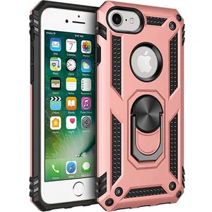 Aqua Aksesuar Apple iPhone 8 Kılıf Metal Yüzüklü Tank Zırh Standlı Kılıf