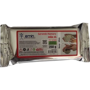 Emin İş Eğitimi Seramik Hamuru Doğal Kil 250 gr Beyaz Kil Hamuru 1 Adet