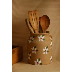 Dekoratif El Yapımı Seramik Vazo / Kulplu Büyük Kaşıklık